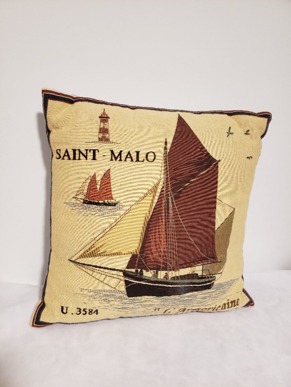 saint malo boat U 3584 L'armoricaine tapestry pillow bretagne France nautical